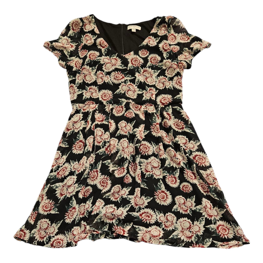 Cotton on Large Short Sleeve Floral V-Neck Zip Closure Short Dress